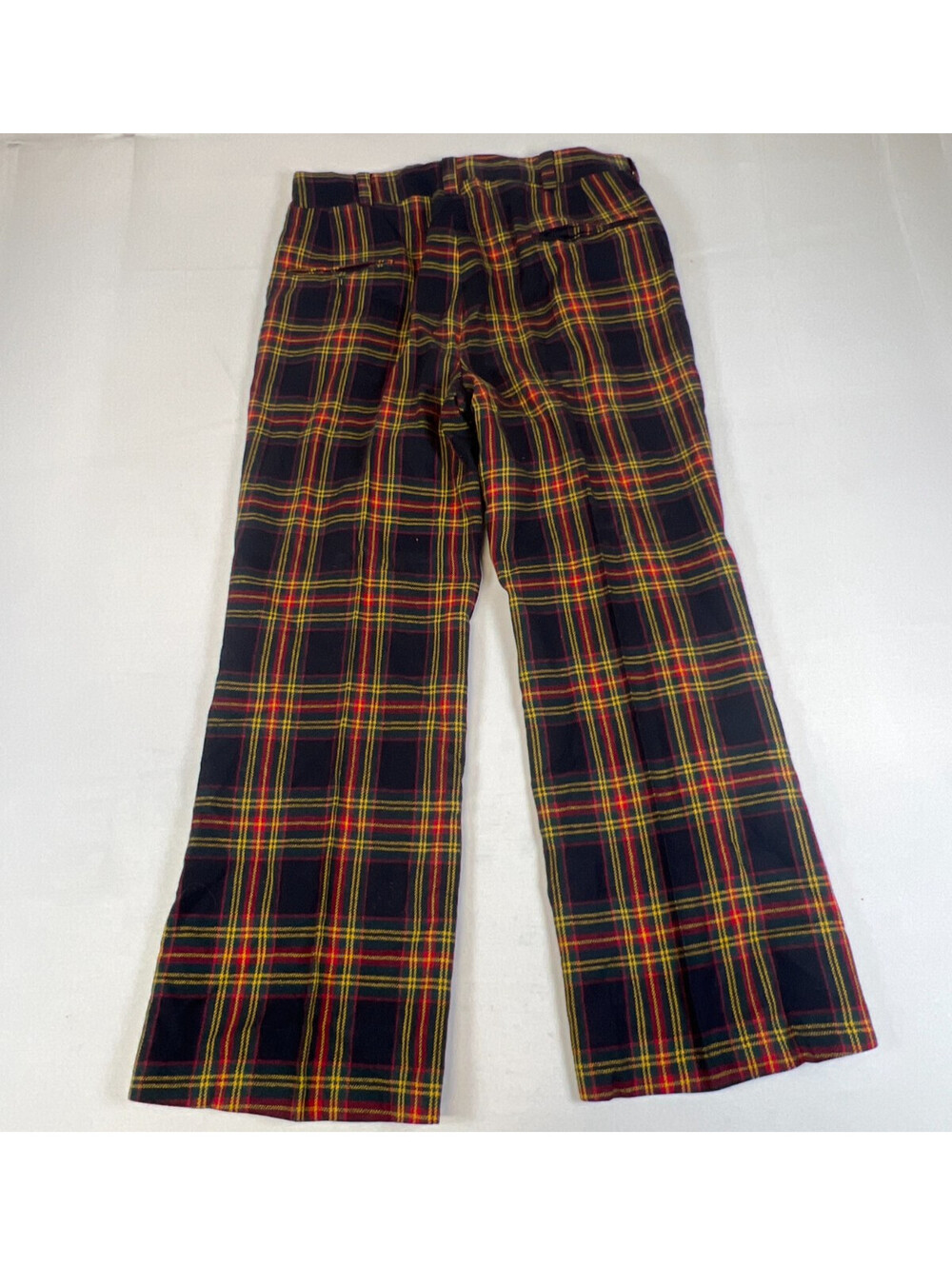 John Pomer Men 32x28 Black Multi Tartan Plaid Vintage Wool Dress Trousers - Picture 2 of 9